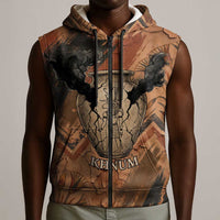 Khnum Sleeveless Zip Hoodie Ancient Egyptian Earthy Cracked Papyrus - Divine Potter - Wonder Print Shop