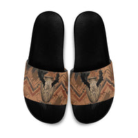 Khnum Slide Sandals Ancient Egyptian Earthy Cracked Papyrus - Divine Potter - Wonder Print Shop