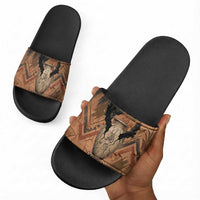 Khnum Slide Sandals Ancient Egyptian Earthy Cracked Papyrus - Divine Potter - Wonder Print Shop