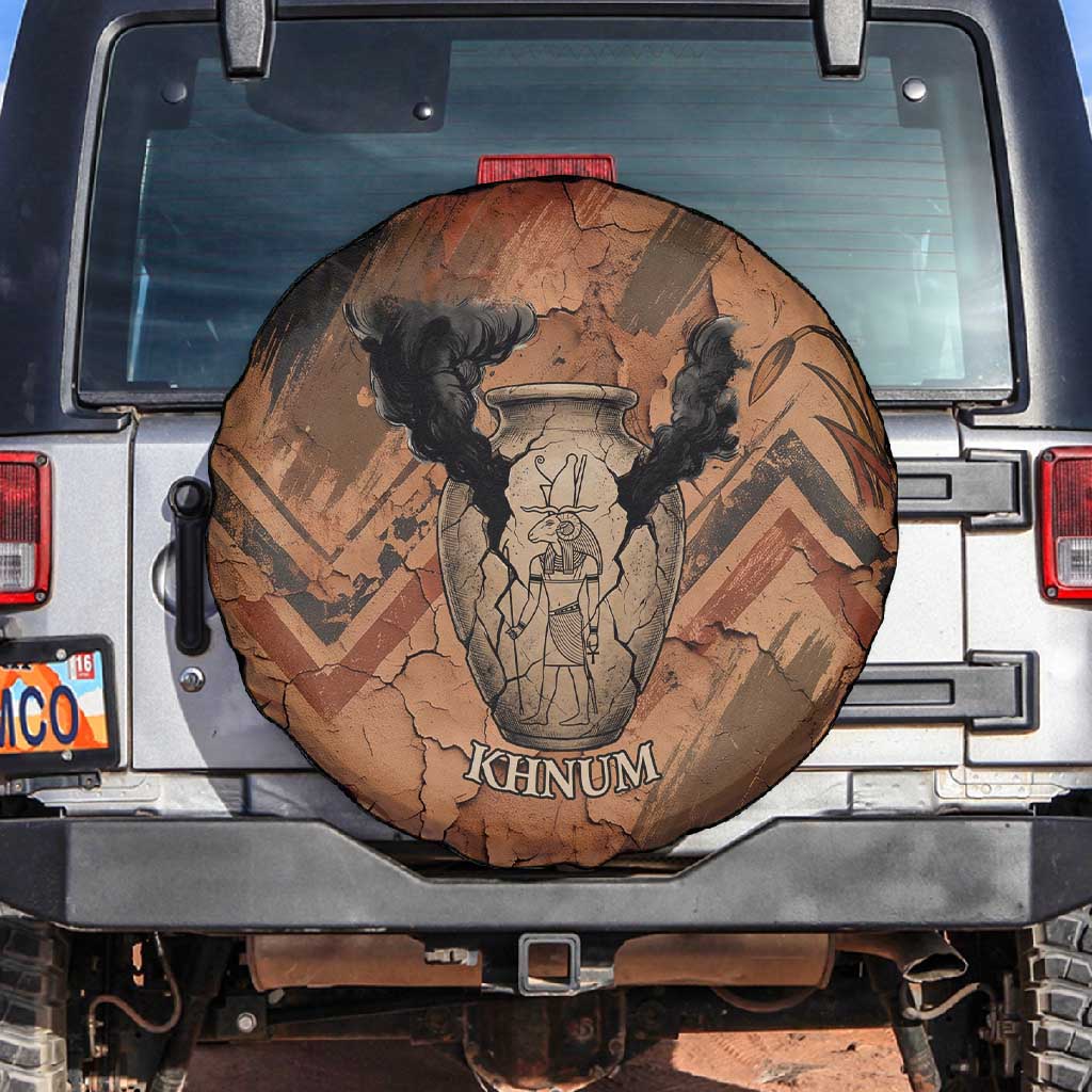 Khnum Spare Tire Cover Ancient Egyptian Earthy Cracked Papyrus - Divine Potter - Wonder Print Shop