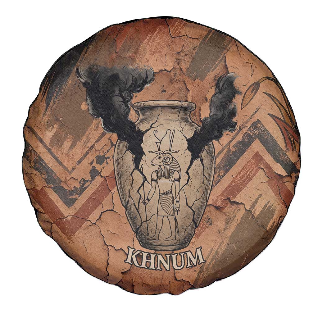 Khnum Spare Tire Cover Ancient Egyptian Earthy Cracked Papyrus - Divine Potter - Wonder Print Shop