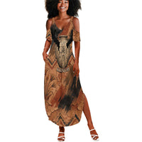 Khnum Summer Maxi Dress Ancient Egyptian Earthy Cracked Papyrus - Divine Potter - Wonder Print Shop