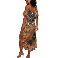 Khnum Summer Maxi Dress Ancient Egyptian Earthy Cracked Papyrus - Divine Potter - Wonder Print Shop