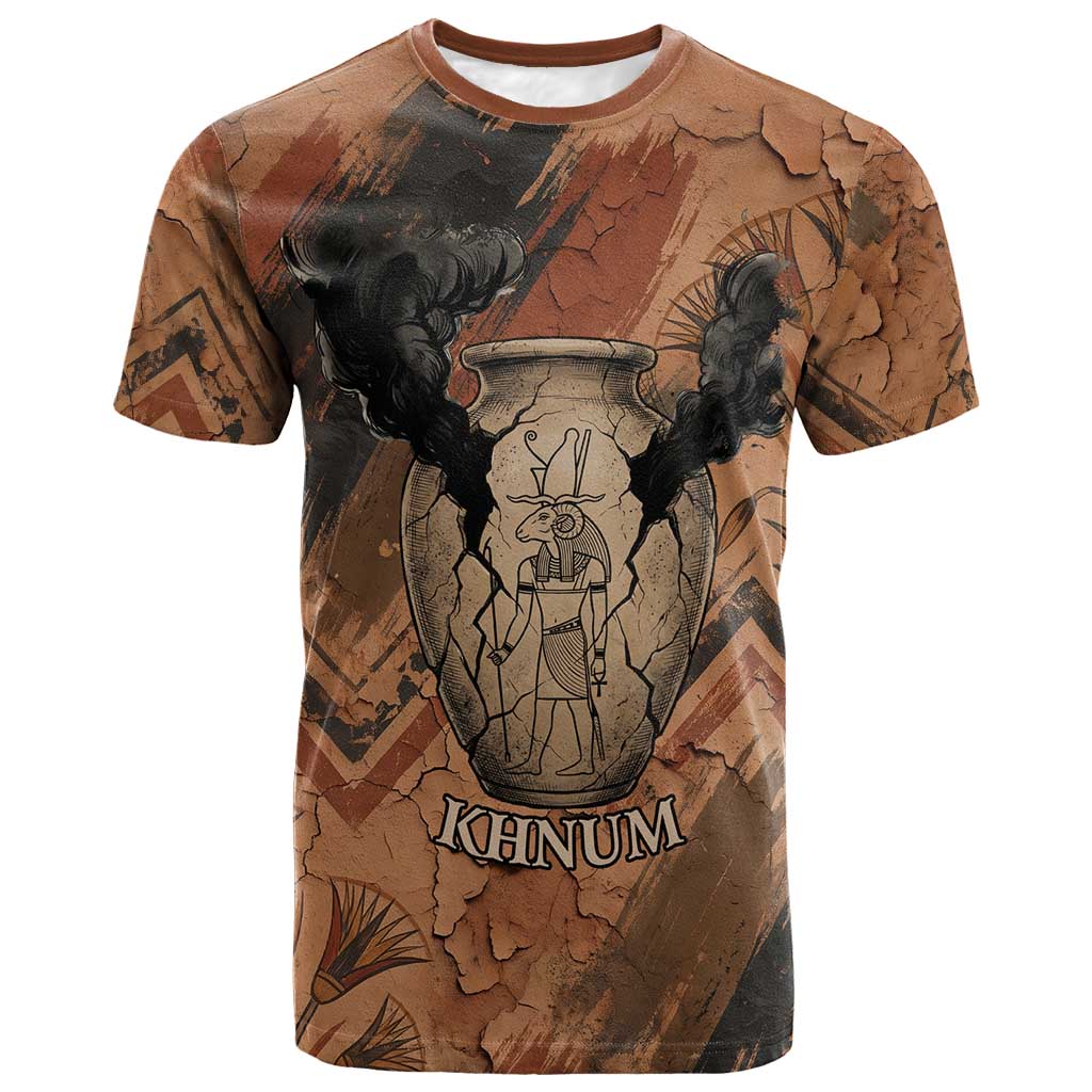Khnum T shirt Ancient Egyptian Earthy Cracked Papyrus - Divine Potter - Wonder Print Shop