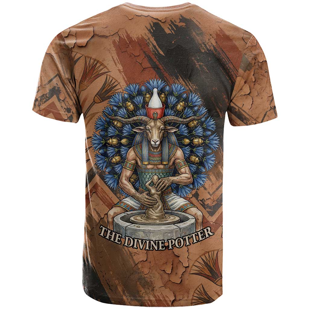Khnum T shirt Ancient Egyptian Earthy Cracked Papyrus - Divine Potter - Wonder Print Shop