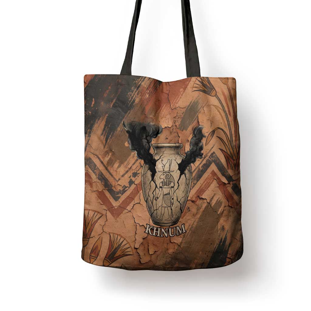 Khnum Tote Bag Ancient Egyptian Earthy Cracked Papyrus - Divine Potter - Wonder Print Shop