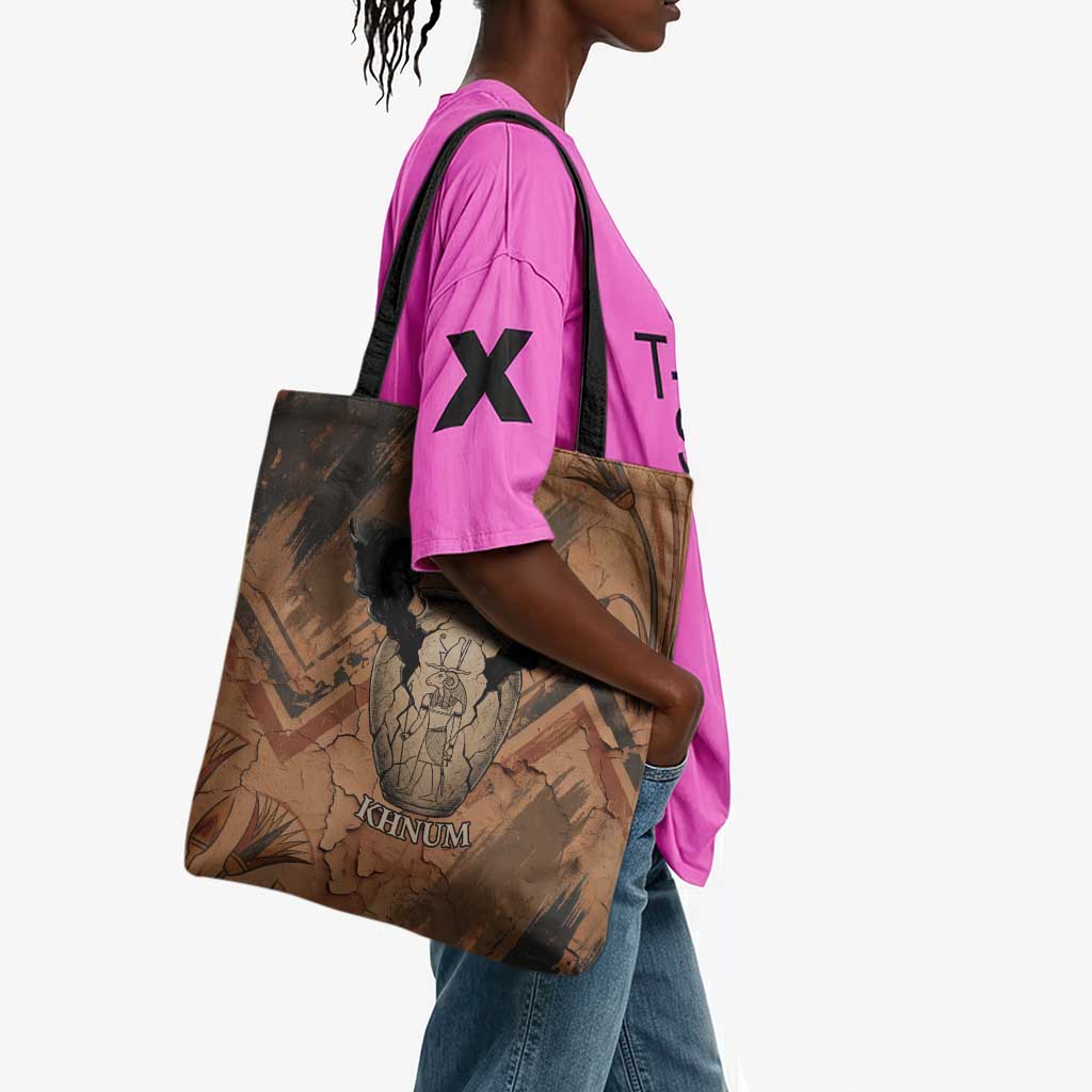 Khnum Tote Bag Ancient Egyptian Earthy Cracked Papyrus - Divine Potter - Wonder Print Shop