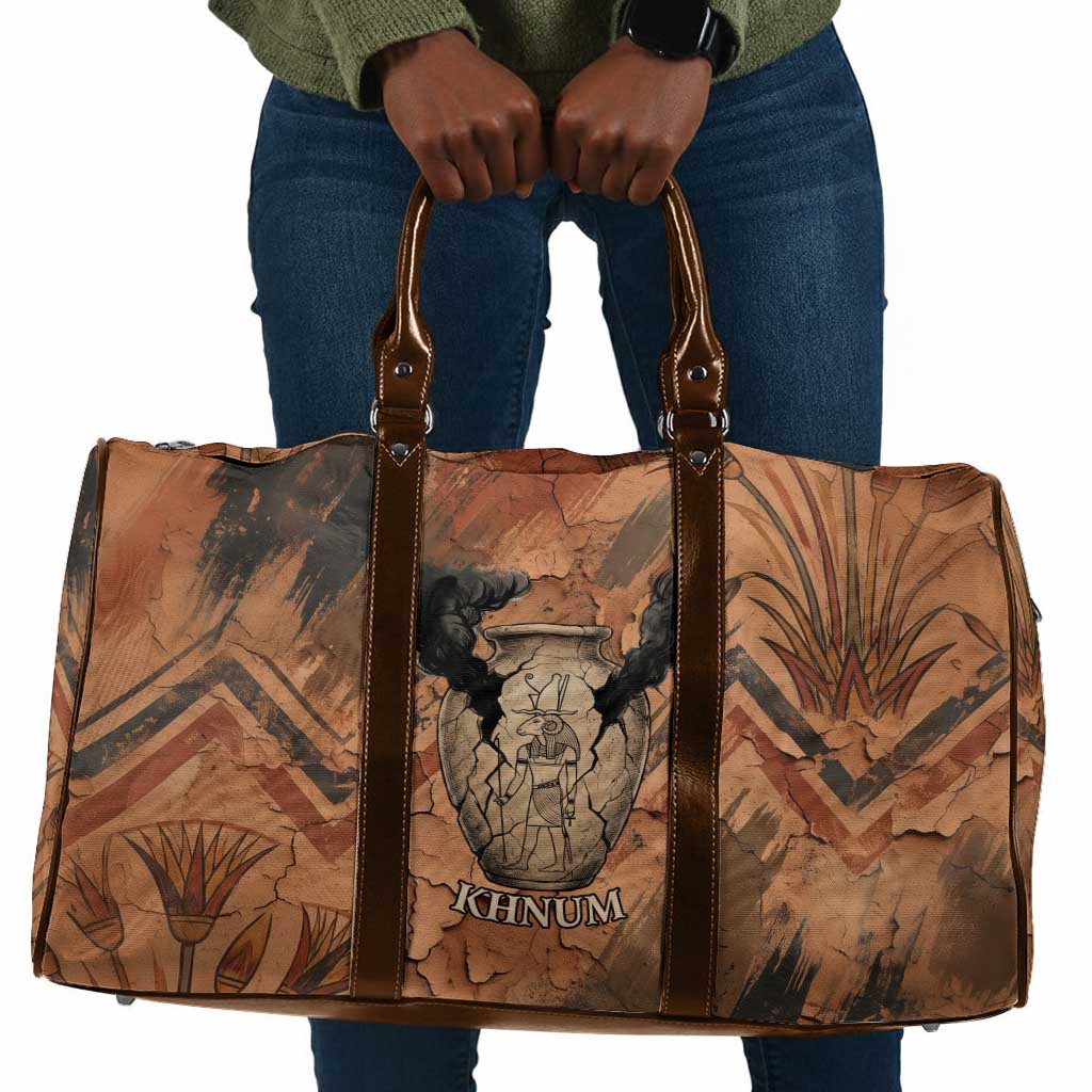 Khnum Travel Bag Ancient Egyptian Earthy Cracked Papyrus - Divine Potter - Wonder Print Shop