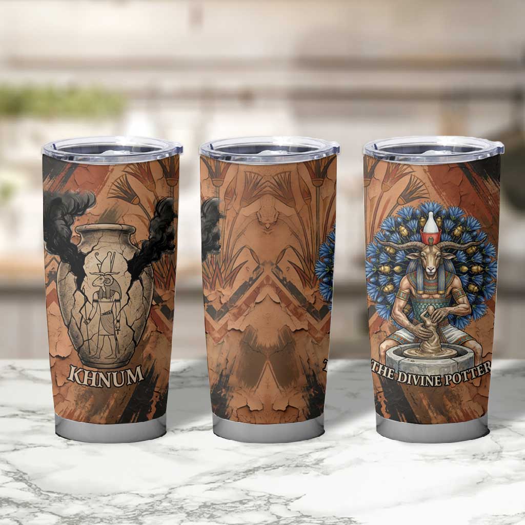 Khnum Tumbler Cup Ancient Egyptian Earthy Cracked Papyrus - Divine Potter - Wonder Print Shop