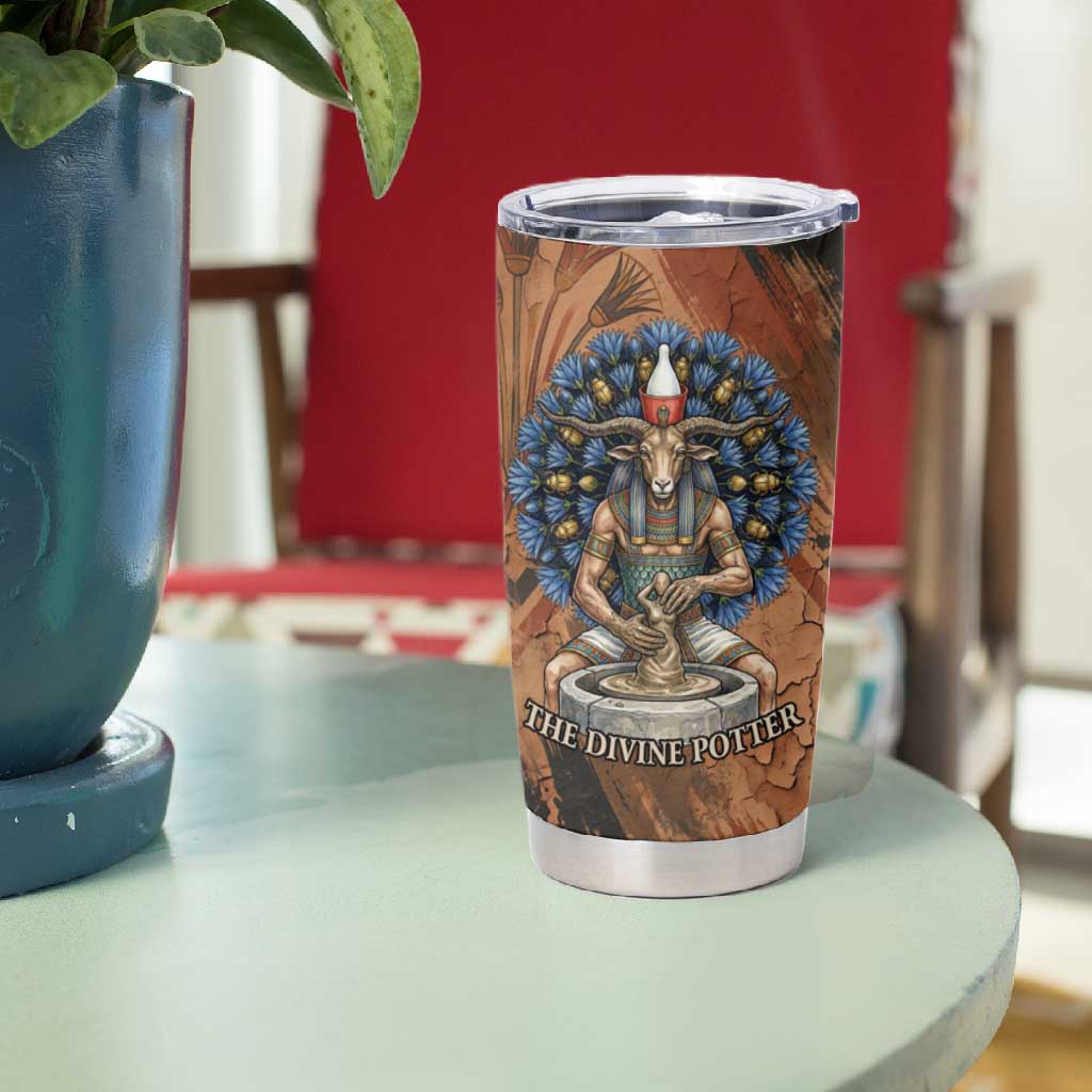 Khnum Tumbler Cup Ancient Egyptian Earthy Cracked Papyrus - Divine Potter - Wonder Print Shop