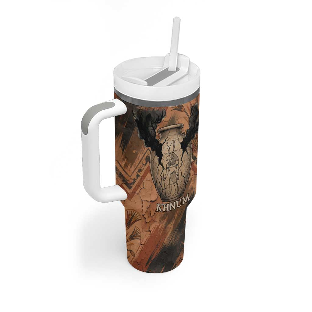 Khnum Tumbler With Handle Ancient Egyptian Earthy Cracked Papyrus - Divine Potter - Wonder Print Shop
