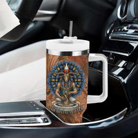 Khnum Tumbler With Handle Ancient Egyptian Earthy Cracked Papyrus - Divine Potter - Wonder Print Shop