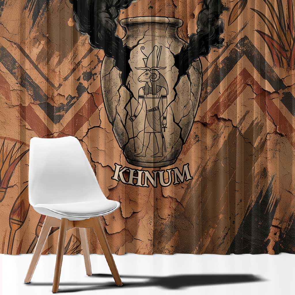 Khnum Window Curtain Ancient Egyptian Earthy Cracked Papyrus - Divine Potter - Wonder Print Shop