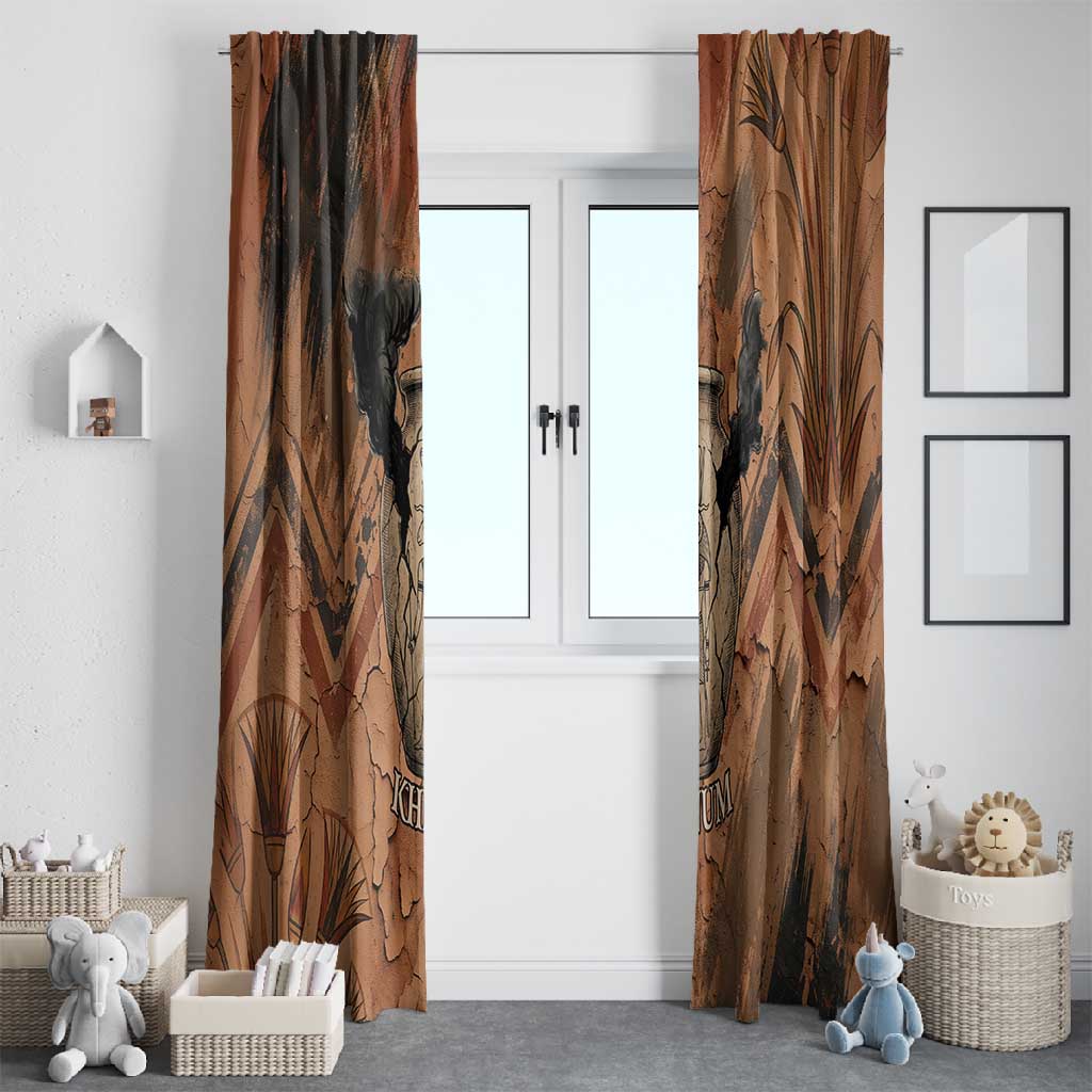 Khnum Window Curtain Ancient Egyptian Earthy Cracked Papyrus - Divine Potter - Wonder Print Shop