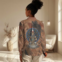 Khnum Women Casual Shirt Ancient Egyptian Earthy Cracked Papyrus - Divine Potter - Wonder Print Shop
