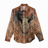 Khnum Women Casual Shirt Ancient Egyptian Earthy Cracked Papyrus - Divine Potter - Wonder Print Shop