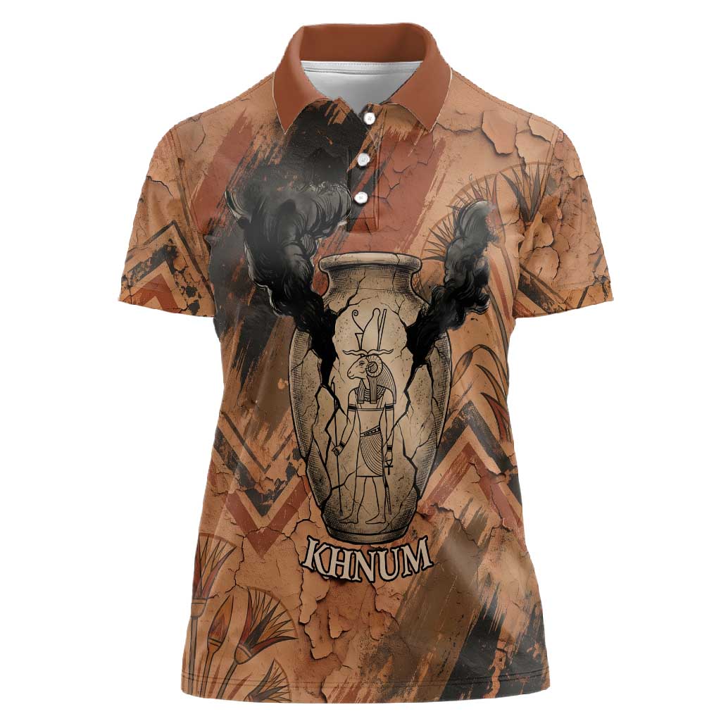 Khnum Women Polo Shirt Ancient Egyptian Earthy Cracked Papyrus - Divine Potter - Wonder Print Shop
