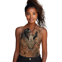 Khnum Women Sleeveless Polo Shirt Ancient Egyptian Earthy Cracked Papyrus - Divine Potter - Wonder Print Shop