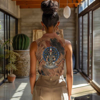 Khnum Women Sleeveless Polo Shirt Ancient Egyptian Earthy Cracked Papyrus - Divine Potter - Wonder Print Shop