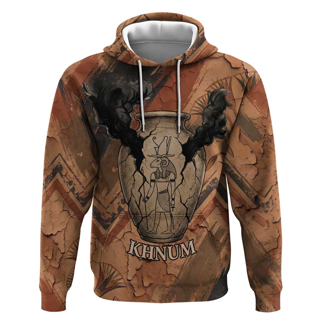 Khnum Zip Hoodie Ancient Egyptian Earthy Cracked Papyrus - Divine Potter - Wonder Print Shop