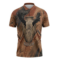Khnum Zipper Polo Shirt Ancient Egyptian Earthy Cracked Papyrus - Divine Potter - Wonder Print Shop
