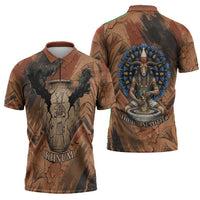 Khnum Zipper Polo Shirt Ancient Egyptian Earthy Cracked Papyrus - Divine Potter - Wonder Print Shop