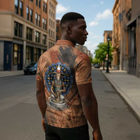 Khnum Zipper Polo Shirt Ancient Egyptian Earthy Cracked Papyrus - Divine Potter - Wonder Print Shop