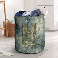 Khnum Ancient Egyptian Laundry Basket with Smoky Leaf, Ram Head Emblem, and Guardian of the Cataract - Wonder Print Shop