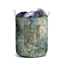 Khnum Ancient Egyptian Laundry Basket with Smoky Leaf, Ram Head Emblem, and Guardian of the Cataract - Wonder Print Shop