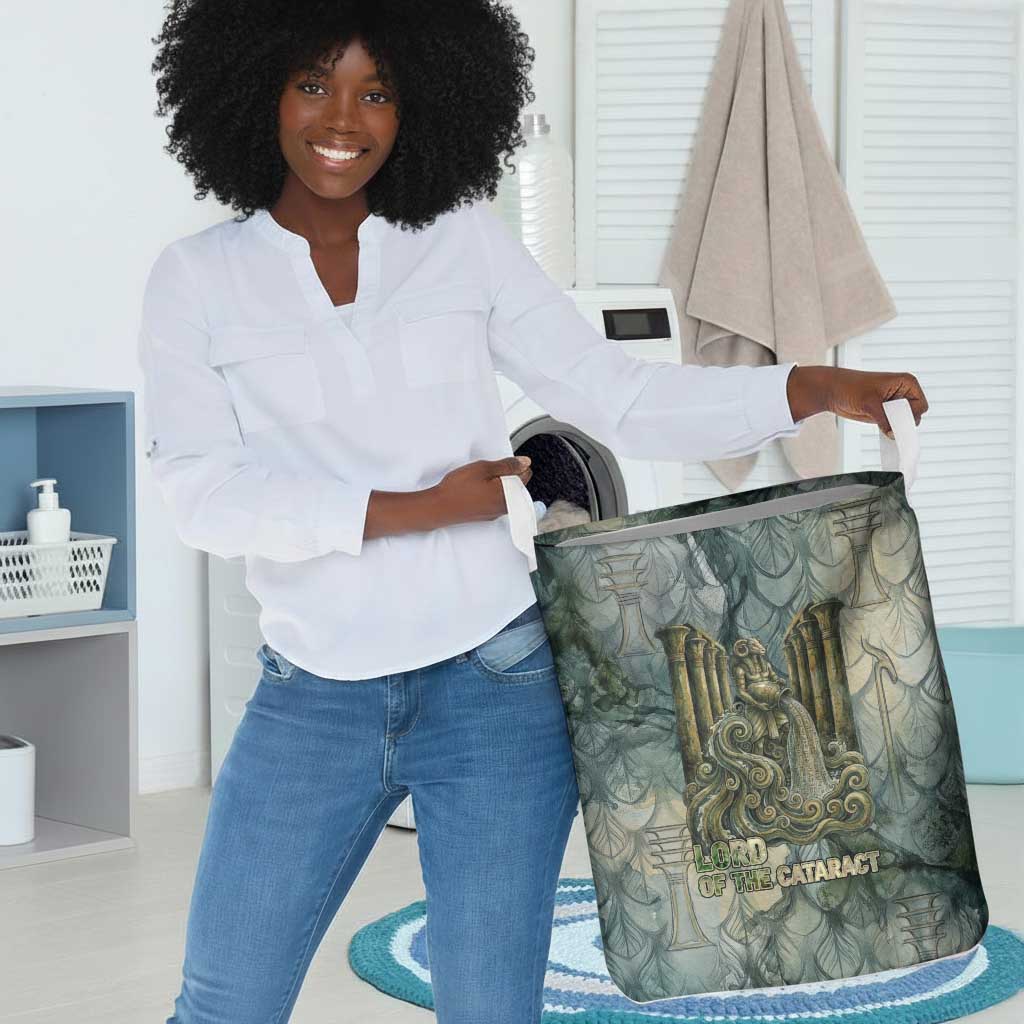 Khnum Ancient Egyptian Laundry Basket with Smoky Leaf, Ram Head Emblem, and Guardian of the Cataract - Wonder Print Shop