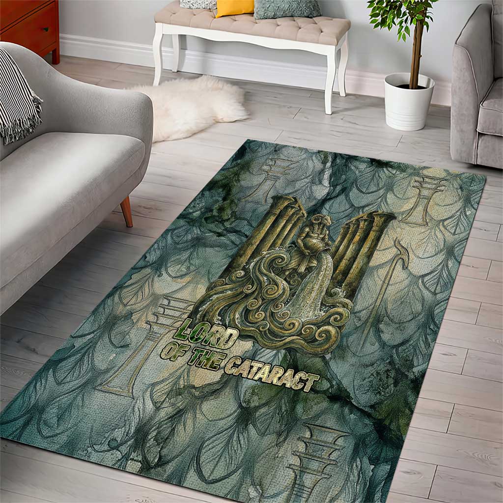 Khnum Ancient Egyptian Area Rug with Smoky Leaf, Ram Head Emblem, and Guardian of the Cataract - Wonder Print Shop
