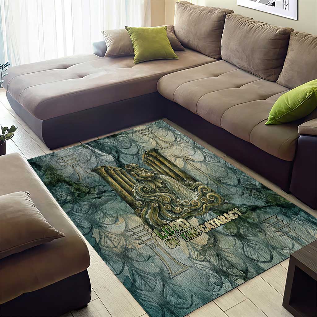Khnum Ancient Egyptian Area Rug with Smoky Leaf, Ram Head Emblem, and Guardian of the Cataract - Wonder Print Shop