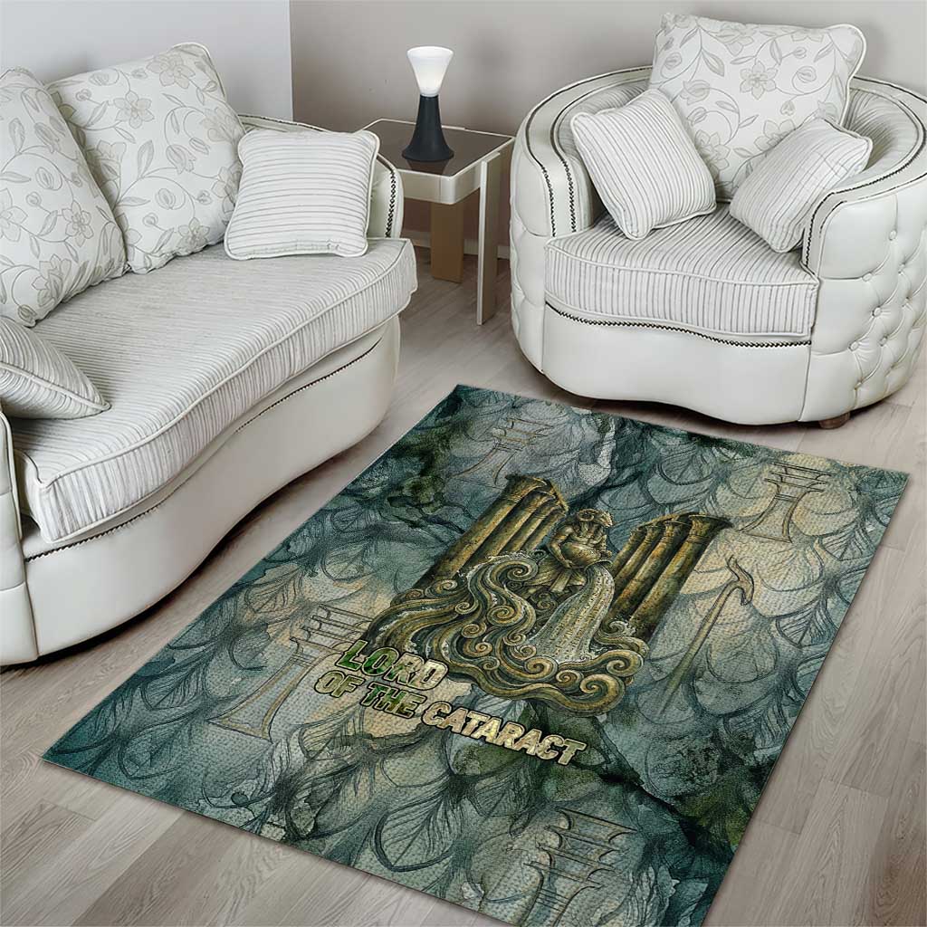 Khnum Ancient Egyptian Area Rug with Smoky Leaf, Ram Head Emblem, and Guardian of the Cataract - Wonder Print Shop