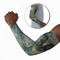 Khnum Ancient Egyptian Arm Sleeves with Smoky Leaf, Ram Head Emblem, and Guardian of the Cataract - Wonder Print Shop