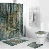 Khnum Ancient Egyptian Bathroom Set with Smoky Leaf, Ram Head Emblem, and Guardian of the Cataract - Wonder Print Shop