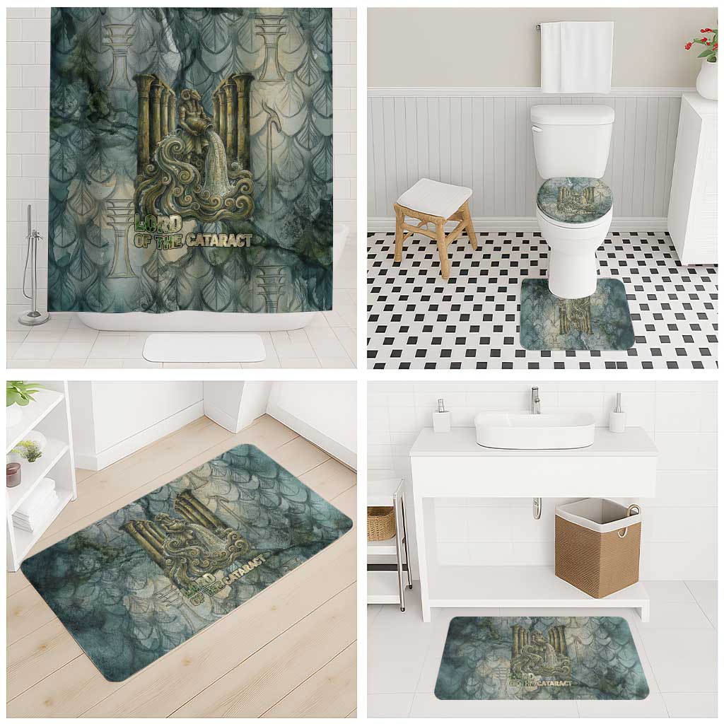 Khnum Ancient Egyptian Bathroom Set with Smoky Leaf, Ram Head Emblem, and Guardian of the Cataract - Wonder Print Shop