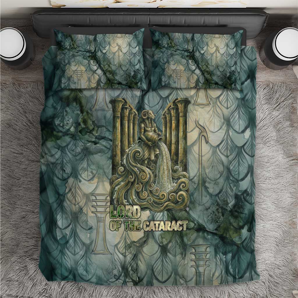 Khnum Ancient Egyptian Bedding Set with Smoky Leaf, Ram Head Emblem, and Guardian of the Cataract - Wonder Print Shop