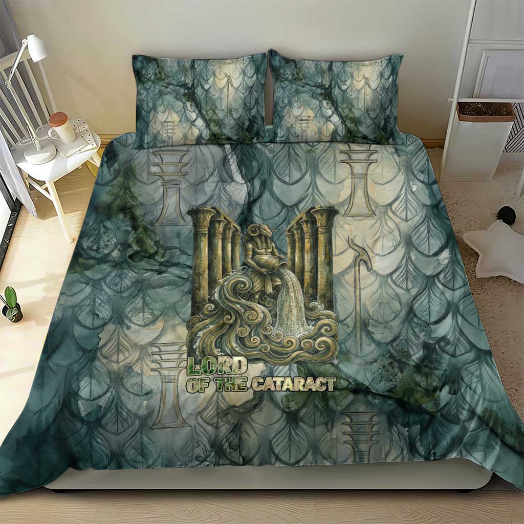 Khnum Ancient Egyptian Bedding Set with Smoky Leaf, Ram Head Emblem, and Guardian of the Cataract - Wonder Print Shop