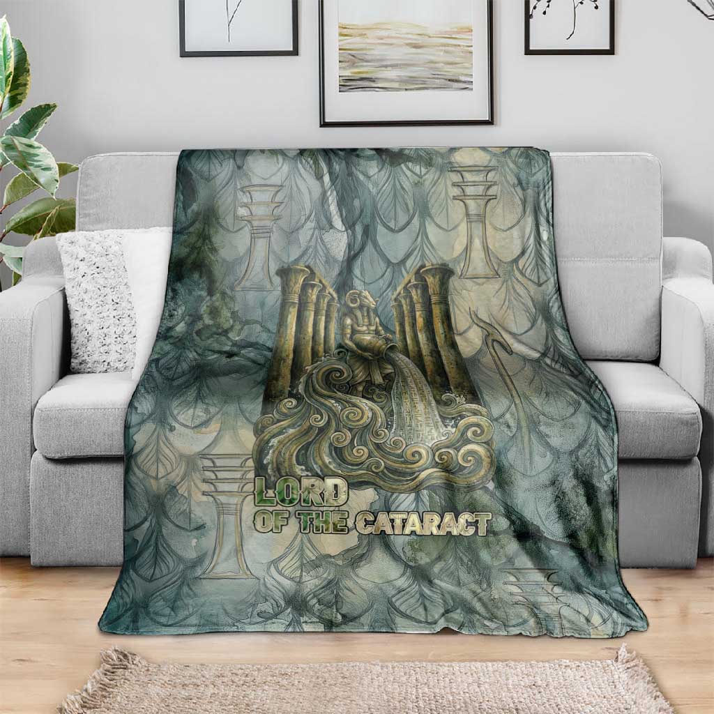 Khnum Ancient Egyptian Blanket with Smoky Leaf, Ram Head Emblem, and Guardian of the Cataract - Wonder Print Shop