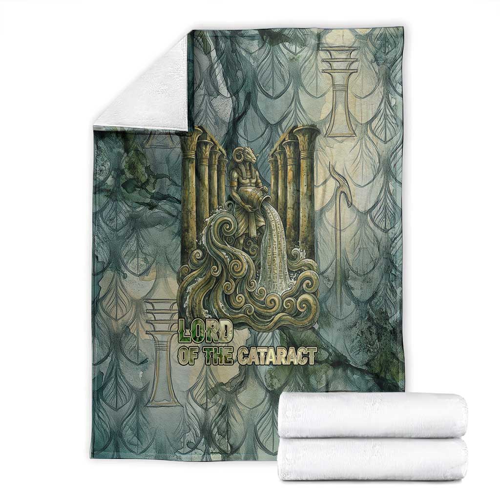 Khnum Ancient Egyptian Blanket with Smoky Leaf, Ram Head Emblem, and Guardian of the Cataract - Wonder Print Shop