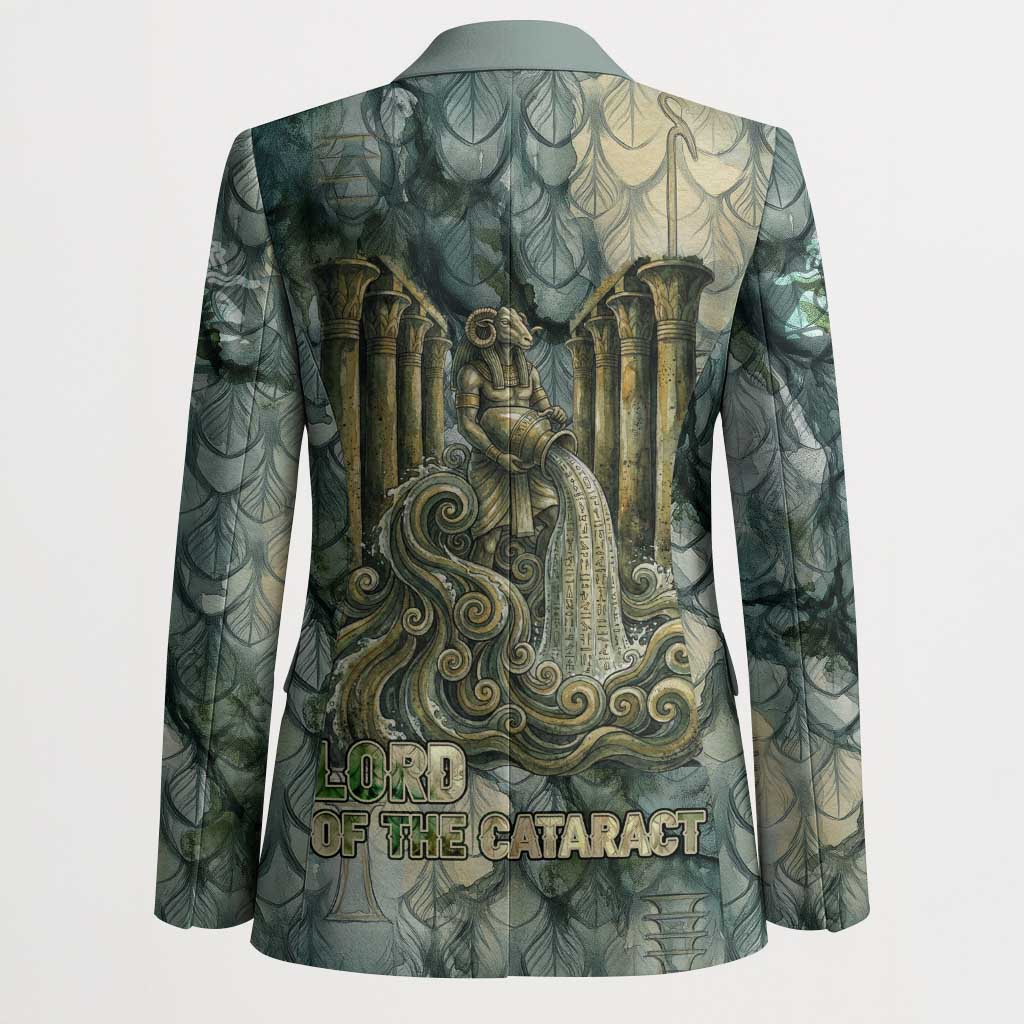 Khnum Ancient Egyptian Blazer with Smoky Leaf, Ram Head Emblem, and Guardian of the Cataract - Wonder Print Shop