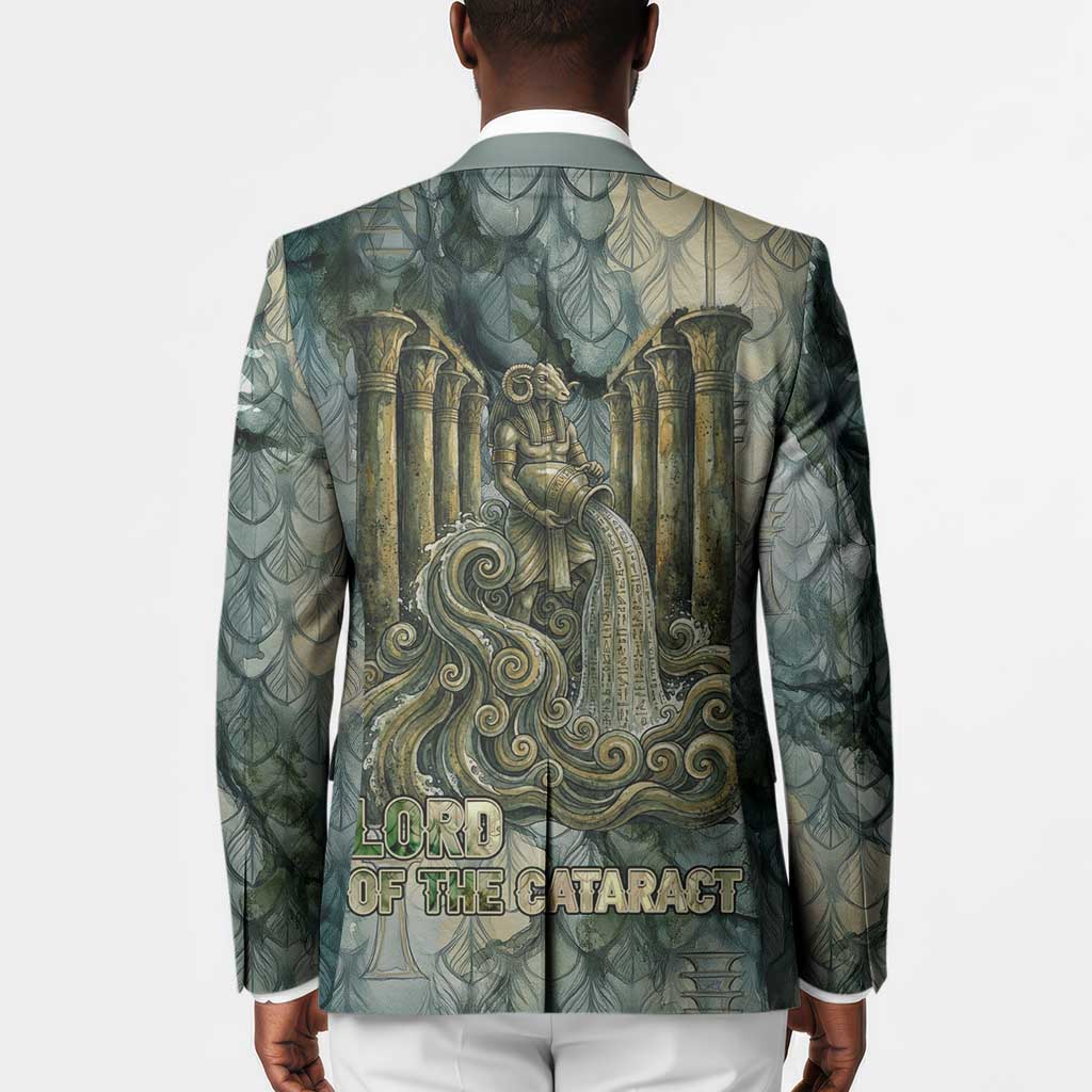 Khnum Ancient Egyptian Blazer with Smoky Leaf, Ram Head Emblem, and Guardian of the Cataract - Wonder Print Shop
