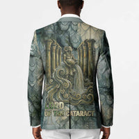 Khnum Ancient Egyptian Blazer with Smoky Leaf, Ram Head Emblem, and Guardian of the Cataract - Wonder Print Shop
