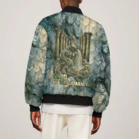 Khnum Ancient Egyptian Bomber Jacket with Smoky Leaf, Ram Head Emblem, and Guardian of the Cataract - Wonder Print Shop