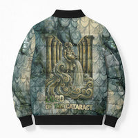Khnum Ancient Egyptian Bomber Puffer Jacket with Smoky Leaf, Ram Head Emblem, and Guardian of the Cataract - Wonder Print Shop