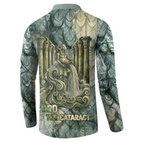Khnum Ancient Egyptian Button Sweatshirt with Smoky Leaf, Ram Head Emblem, and Guardian of the Cataract