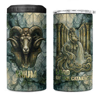 Khnum Ancient Egyptian 4 in 1 Can Cooler Tumbler with Smoky Leaf, Ram Head Emblem, and Guardian of the Cataract - Wonder Print Shop