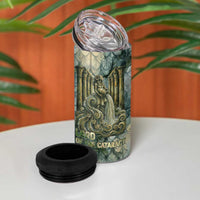 Khnum Ancient Egyptian 4 in 1 Can Cooler Tumbler with Smoky Leaf, Ram Head Emblem, and Guardian of the Cataract - Wonder Print Shop