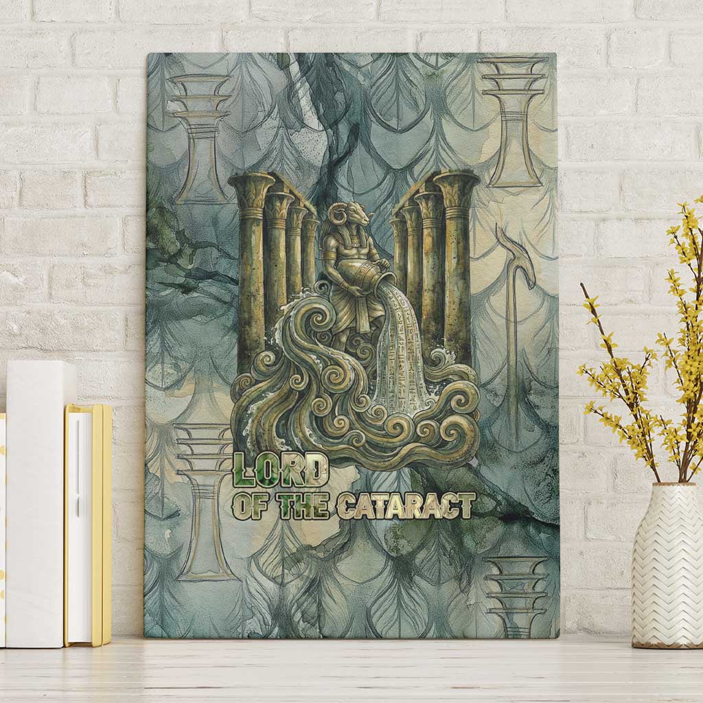 Khnum Ancient Egyptian Canvas Wall Art with Smoky Leaf, Ram Head Emblem, and Guardian of the Cataract - Wonder Print Shop