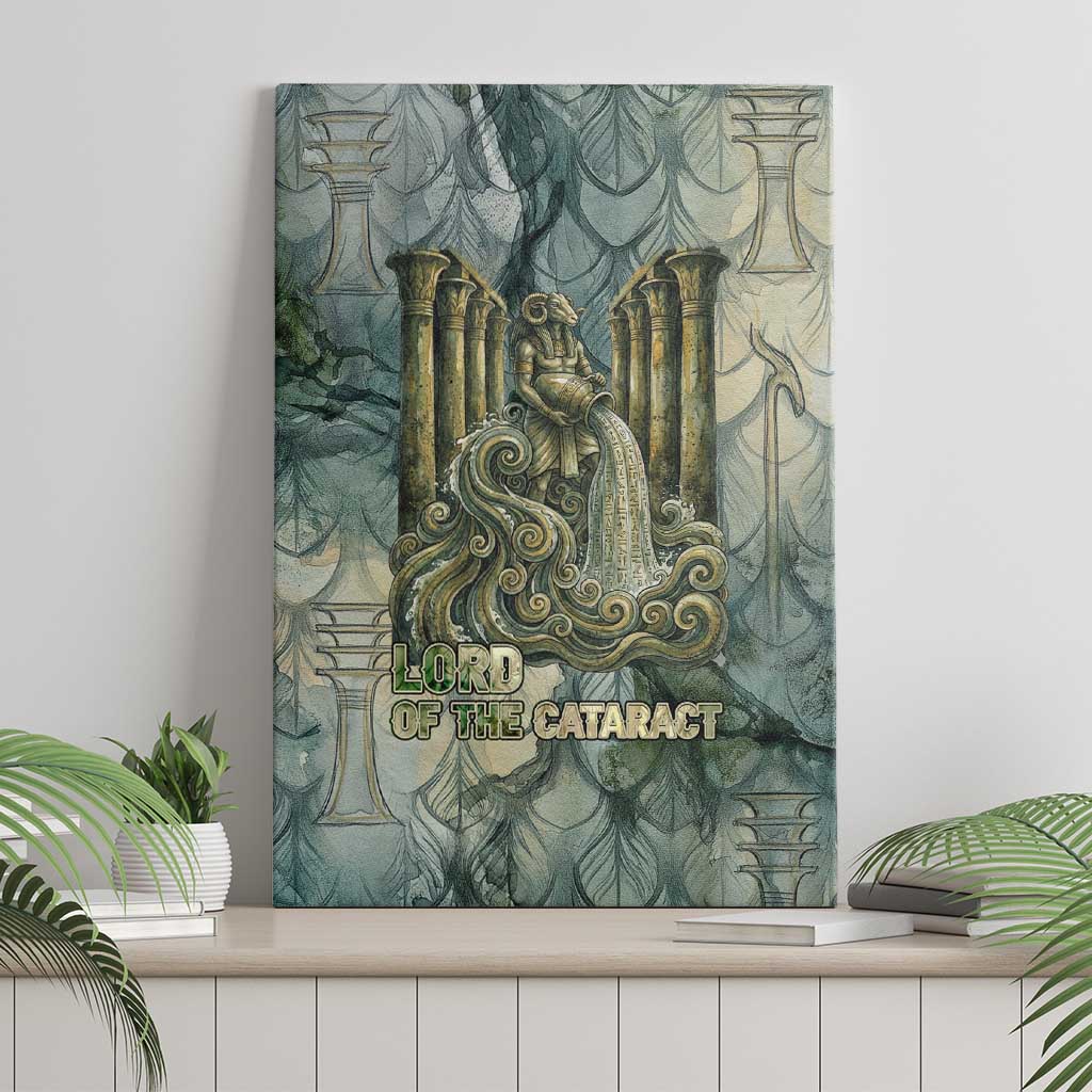 Khnum Ancient Egyptian Canvas Wall Art with Smoky Leaf, Ram Head Emblem, and Guardian of the Cataract - Wonder Print Shop